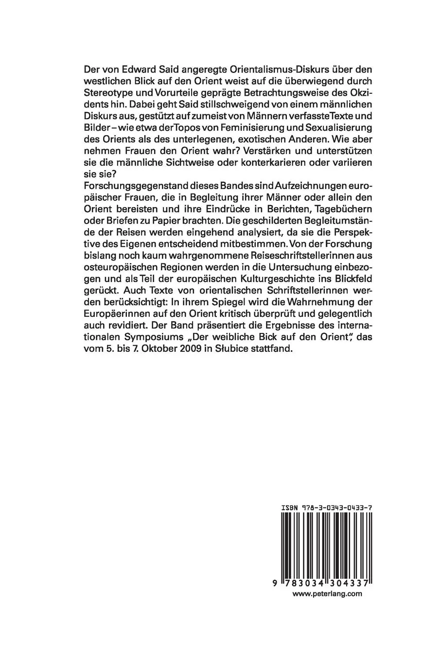 Rückseite: 9783034304337 | Der weibliche Blick auf den Orient | Miroslawa Czarnecka (u. a.)