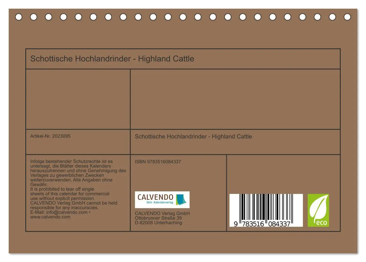 Bild: 9783516084337 | Schottische Hochlandrinder - Highland Cattle (Tischkalender 2026...