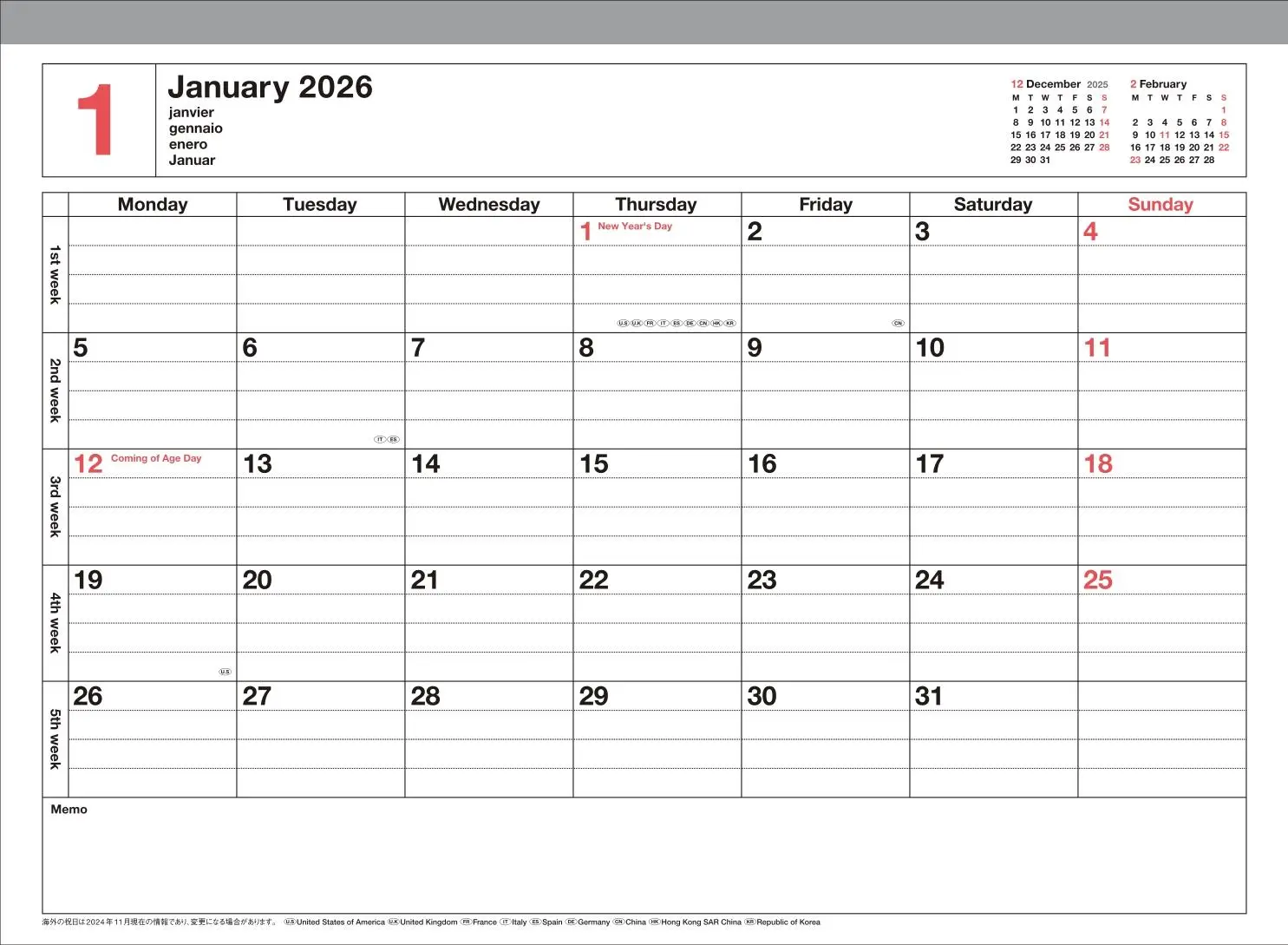 Bild: 4550045144437 | MARK'S 2026 Tischkalender, S // Black | MARK'S Inc. | Kalender | 2026