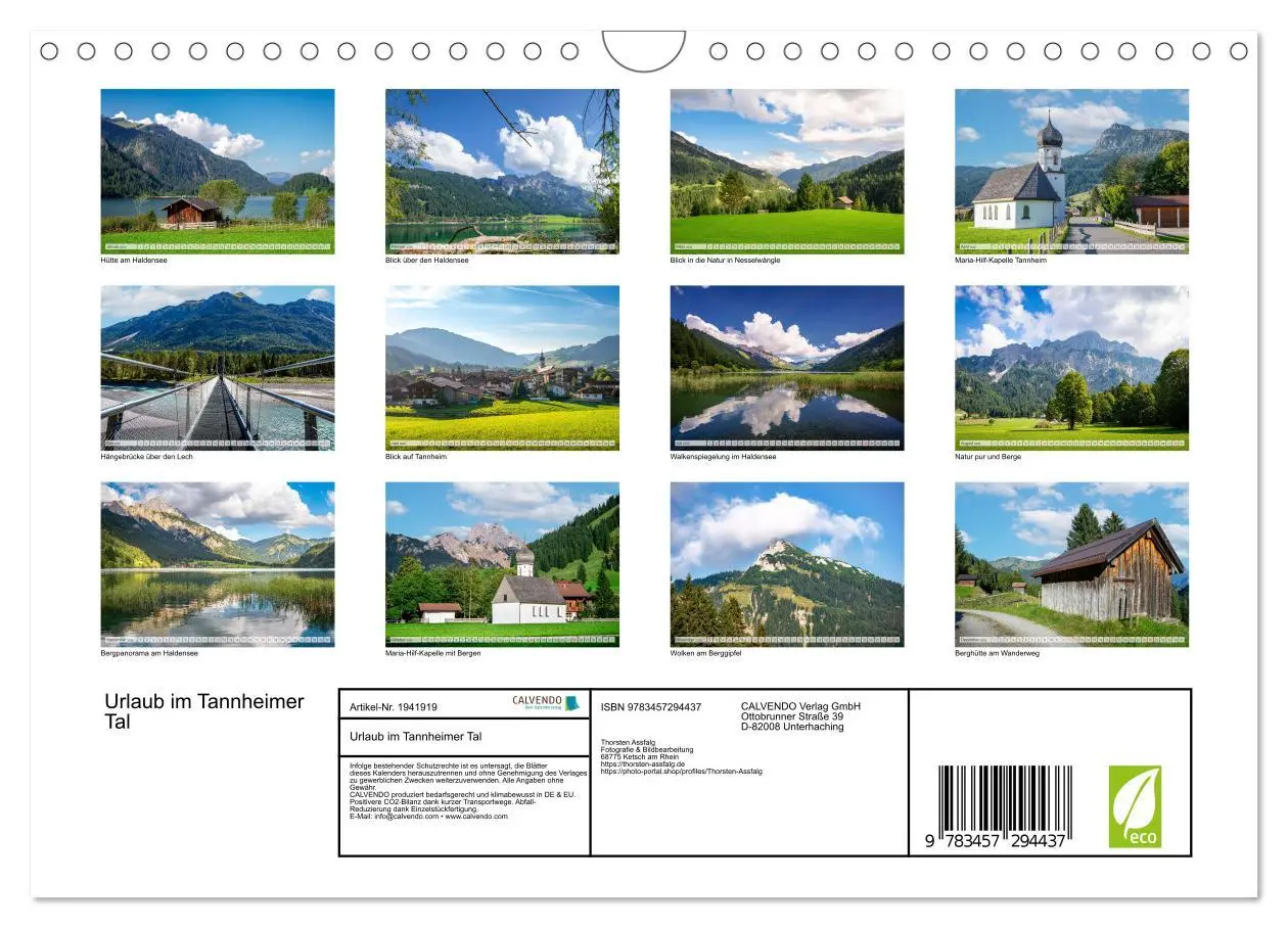 Bild: 9783457294437 | Urlaub im Tannheimer Tal (Wandkalender 2026 DIN A4 quer), CALVENDO...