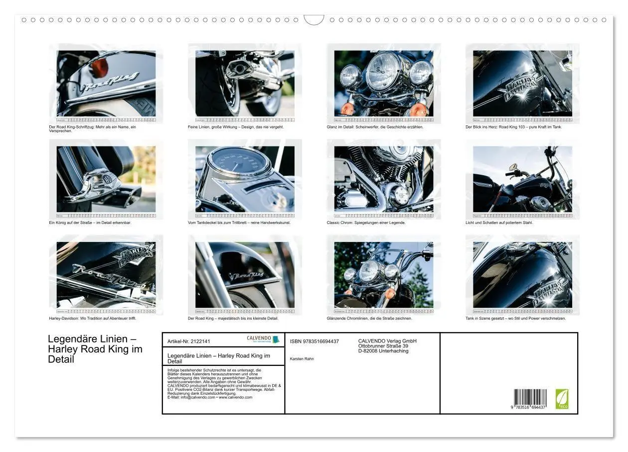 Bild: 9783516694437 | Legendäre Linien - Harley Road King im Detail (Wandkalender 2026...