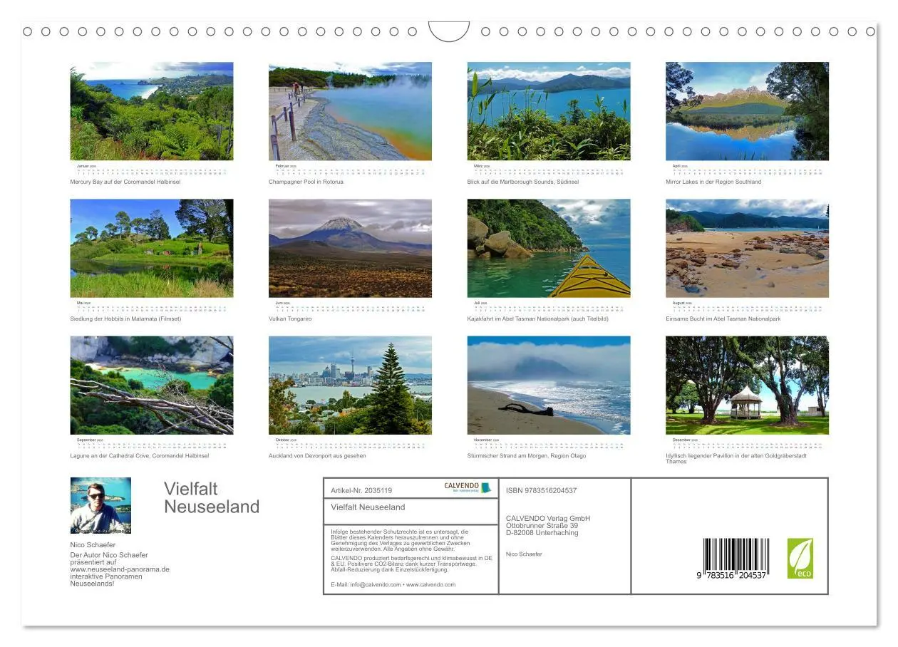 Bild: 9783516204537 | Vielfalt Neuseeland (Wandkalender 2026 DIN A3 quer), CALVENDO...