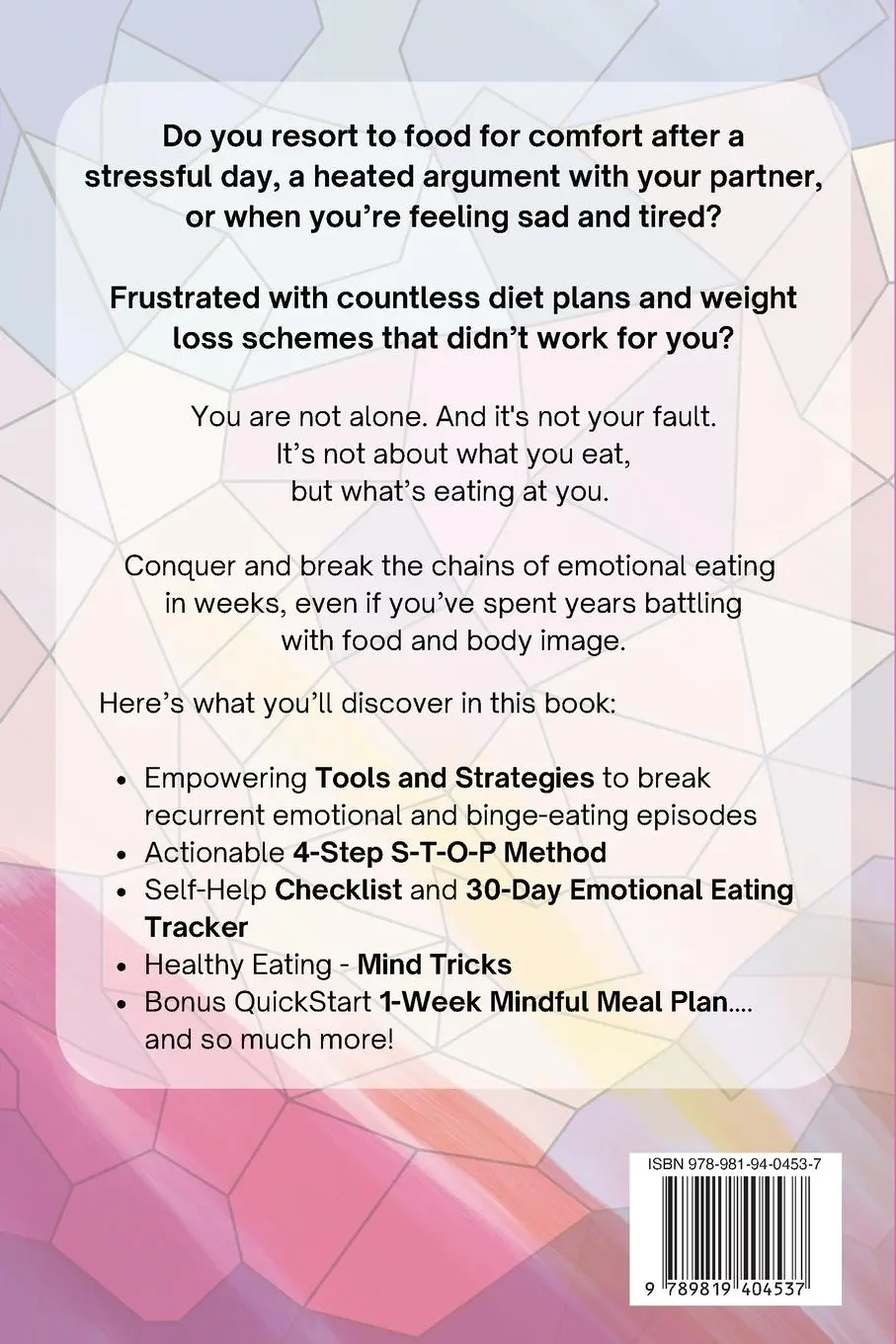 Rückseite: 9789819404537 | EMOTIONAL EATING - WHY You Do It &amp; HOW To Beat It | Kitty Barrett