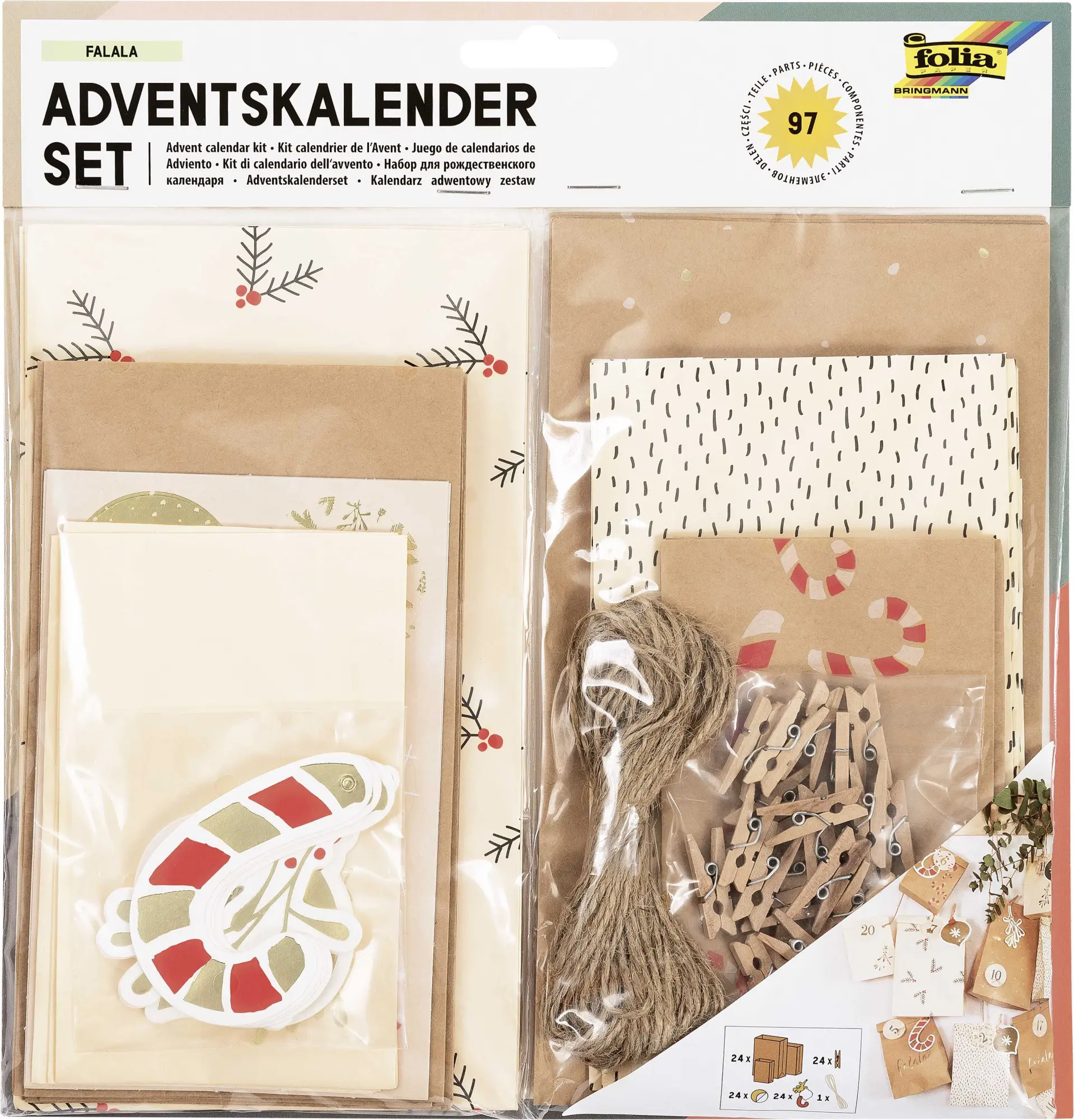 Cover: 4001868124637 | Folia Adventskalender Set FALALA, 97-teilig | 9383 | 2021 | Folia