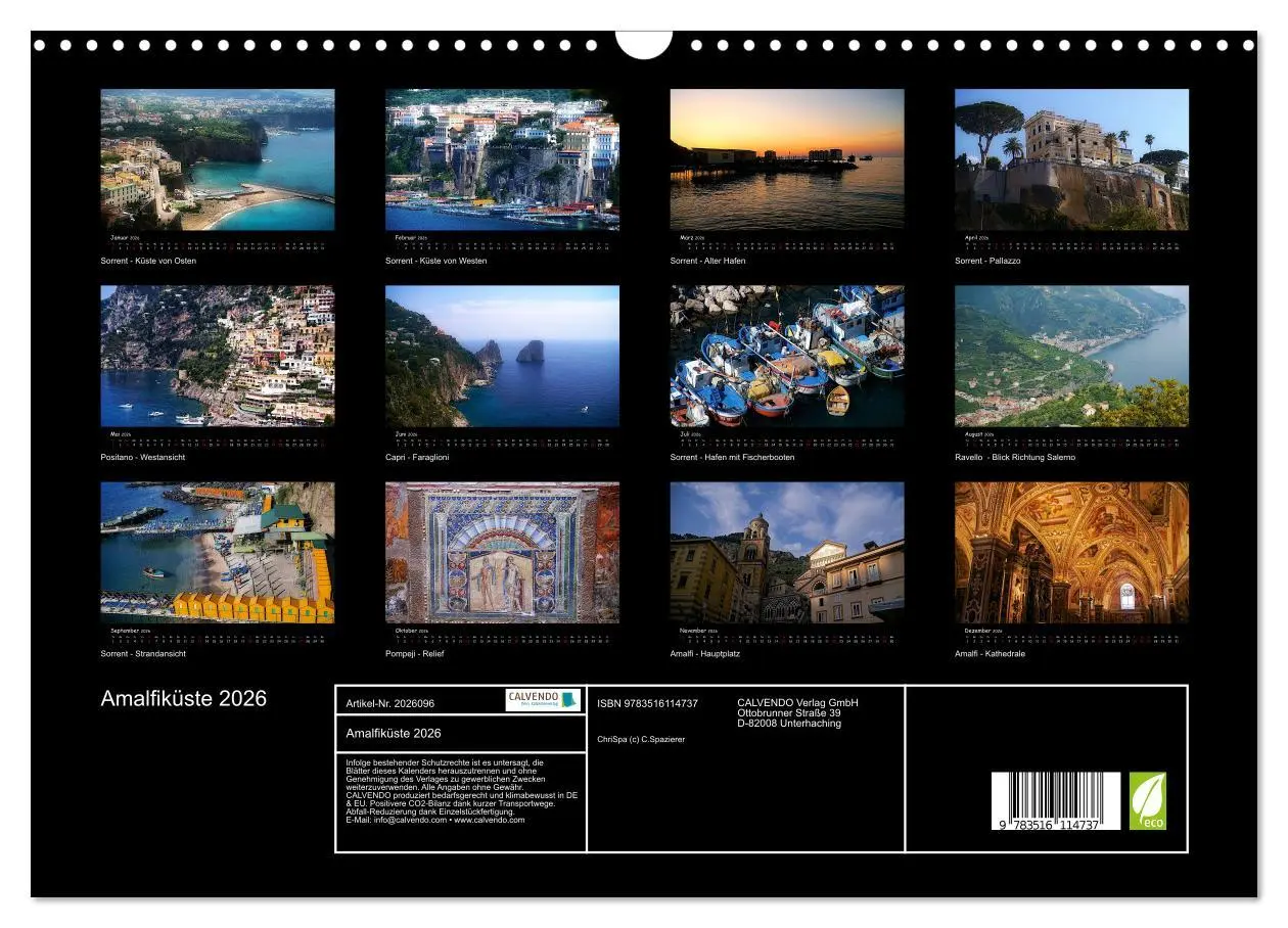 Bild: 9783516114737 | Amalfiküste 2026 (Wandkalender 2026 DIN A3 quer), CALVENDO...