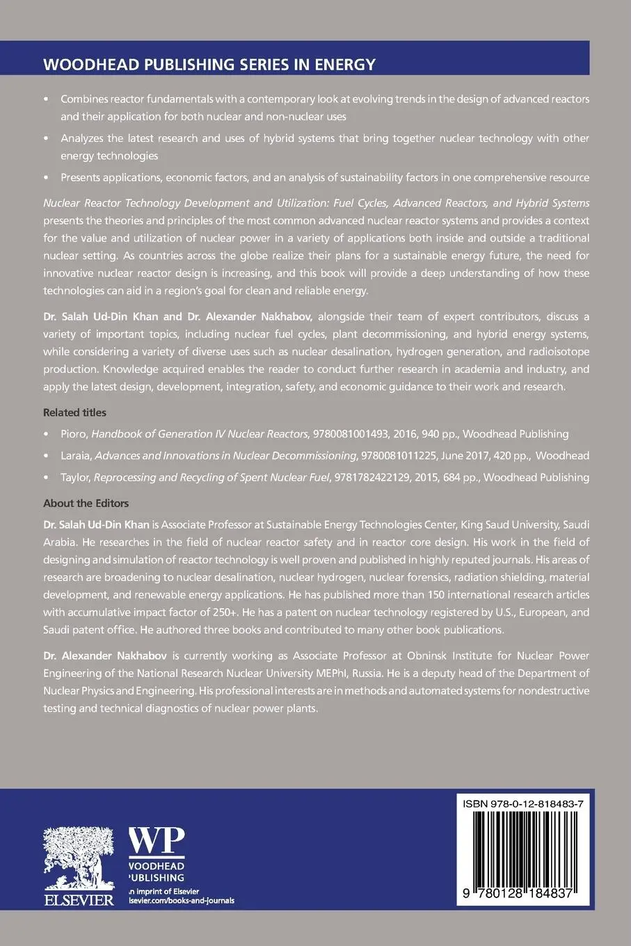 Rückseite: 9780128184837 | Nuclear Reactor Technology Development and Utilization | Khan (u. a.)