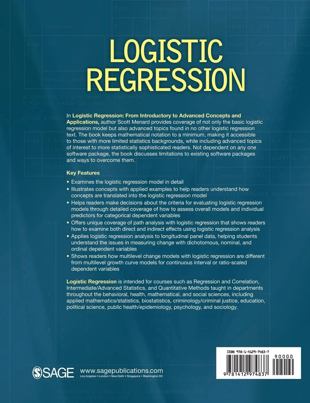 Rückseite: 9781412974837 | Logistic Regression | Scott William Menard | Buch | Englisch | 2009