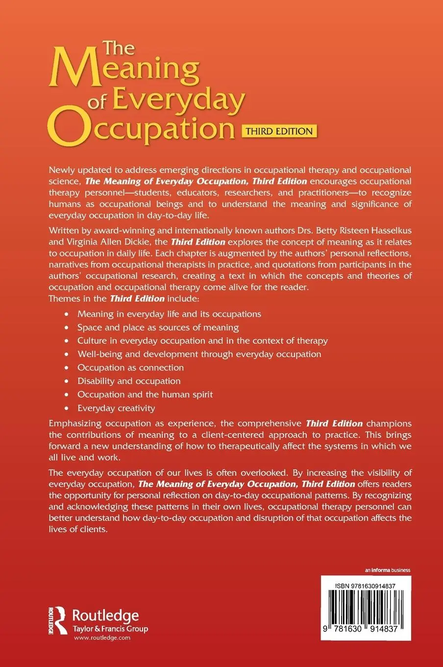 Rückseite: 9781630914837 | The Meaning of Everyday Occupation | Betty Risteen Hasselkus (u. a.)