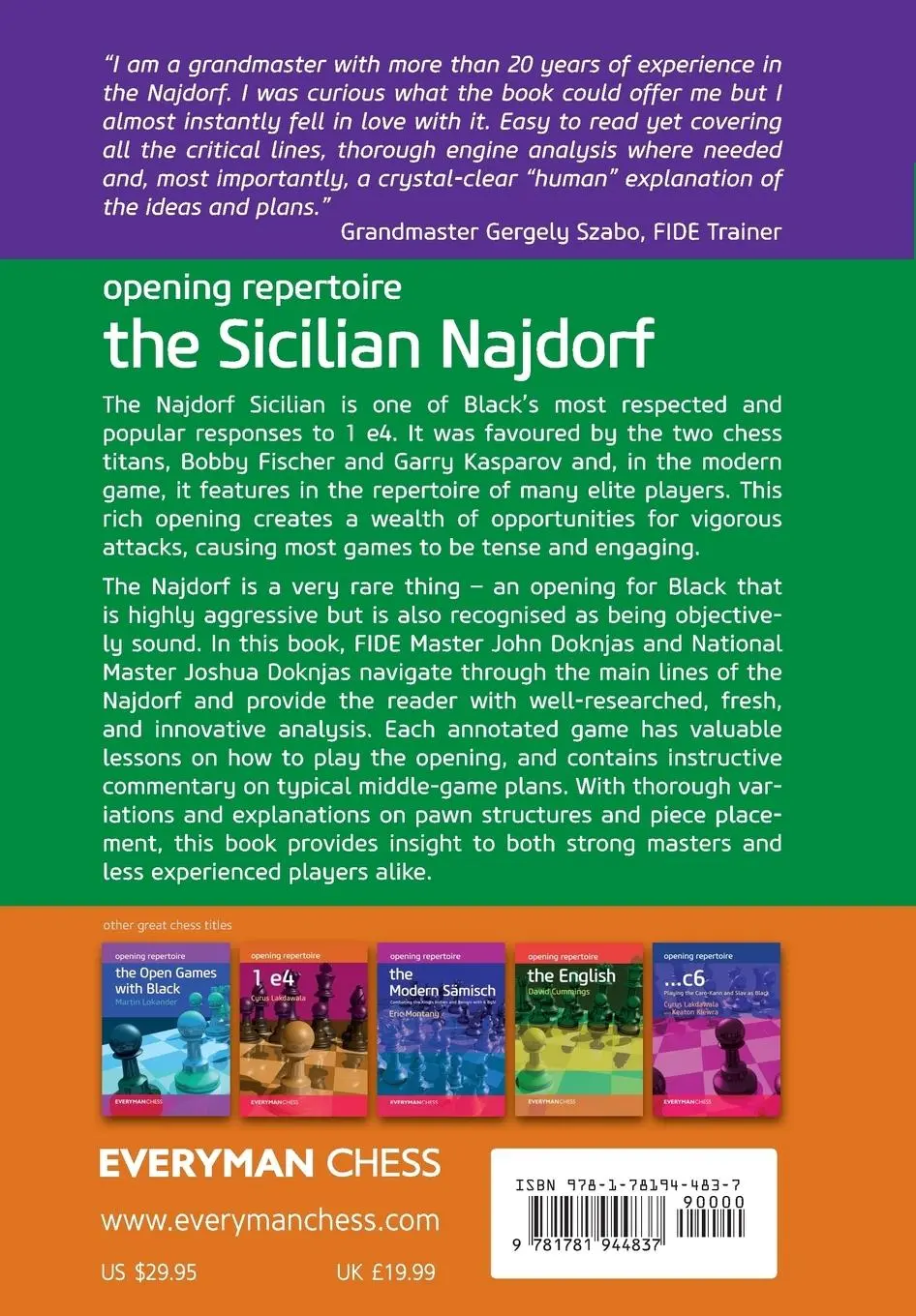 Rückseite: 9781781944837 | Opening Repertoire | The Sicilian Najdorf | John Doknjas (u. a.)