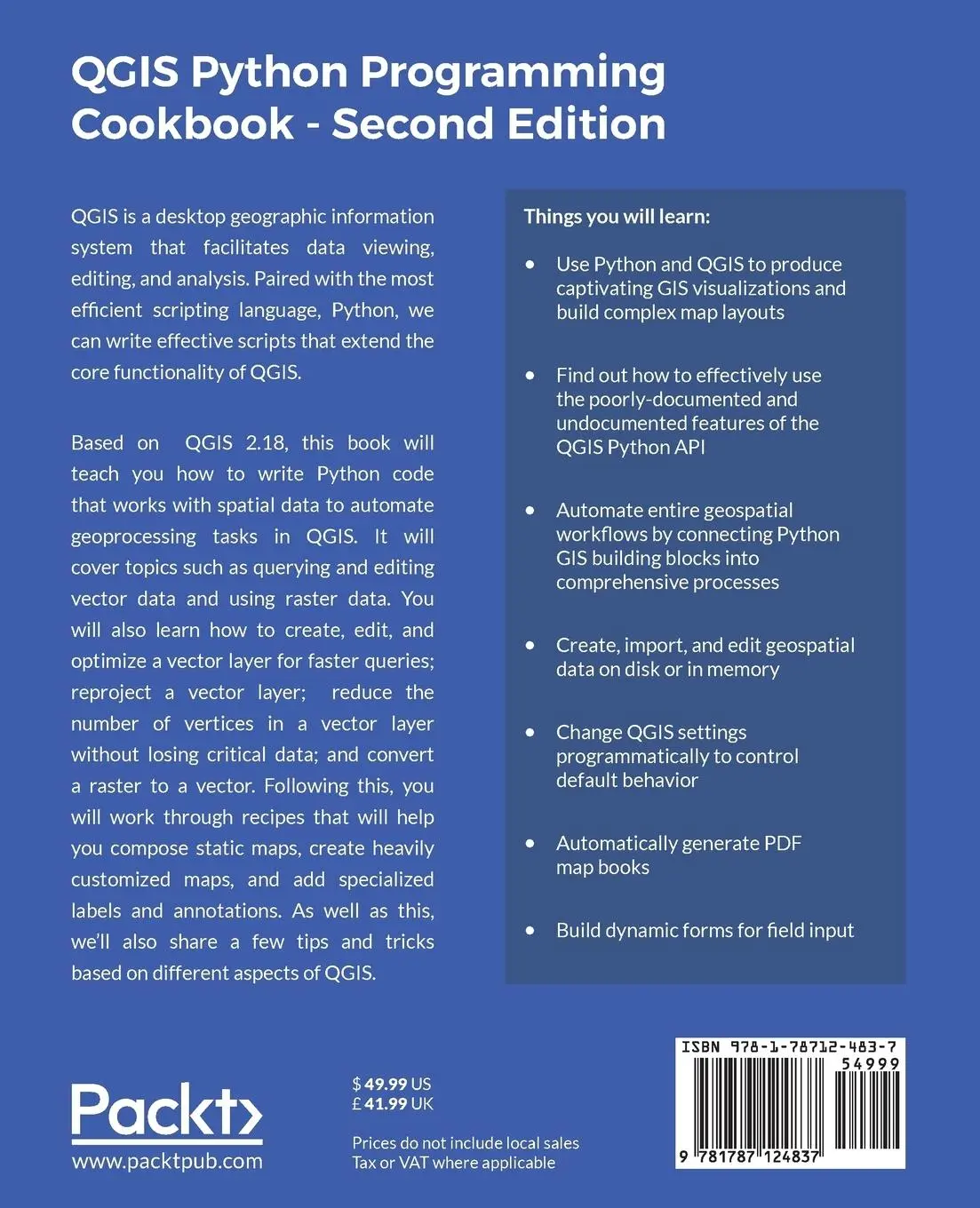 Rückseite: 9781787124837 | QGIS Python Programming Cookbook - Second Edition | Joel Lawhead
