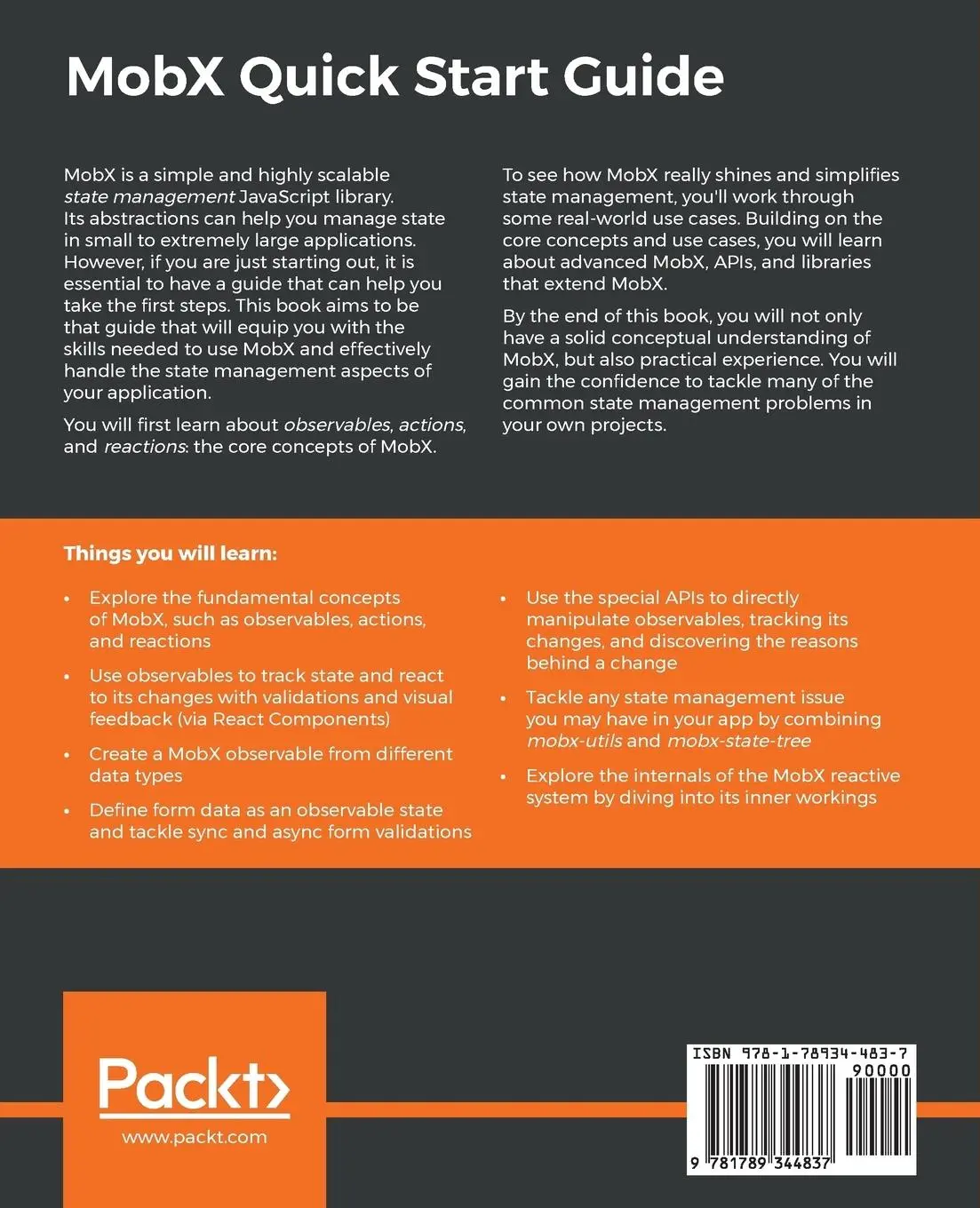 Rückseite: 9781789344837 | MobX Quick Start Guide | Pavan Podila (u. a.) | Taschenbuch | Englisch