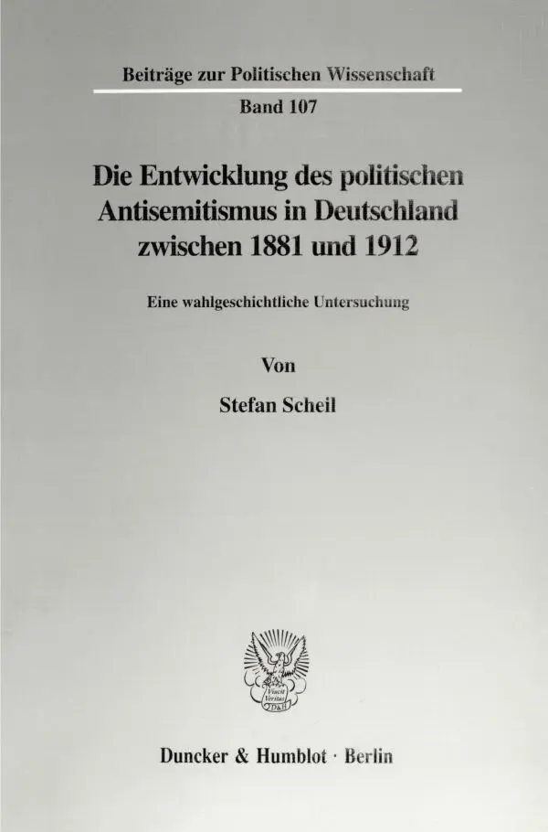 Cover: 9783428094837 | Die Entwicklung des politischen Antisemitismus in Deutschland...