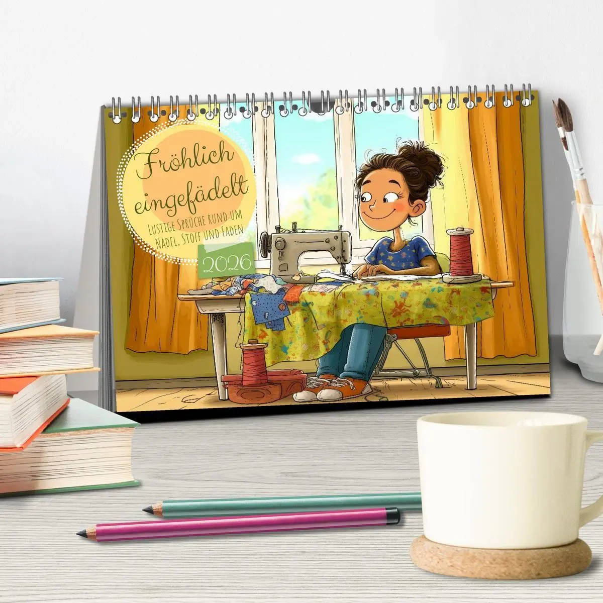 Bild: 9783516654837 | Fröhlich eingefädelt (Tischkalender 2026 DIN A5 quer), CALVENDO...
