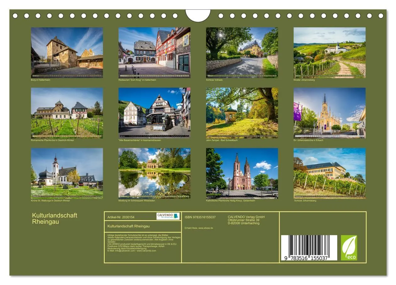 Bild: 9783516155037 | Kulturlandschaft Rheingau (Wandkalender 2026 DIN A4 quer), CALVENDO...