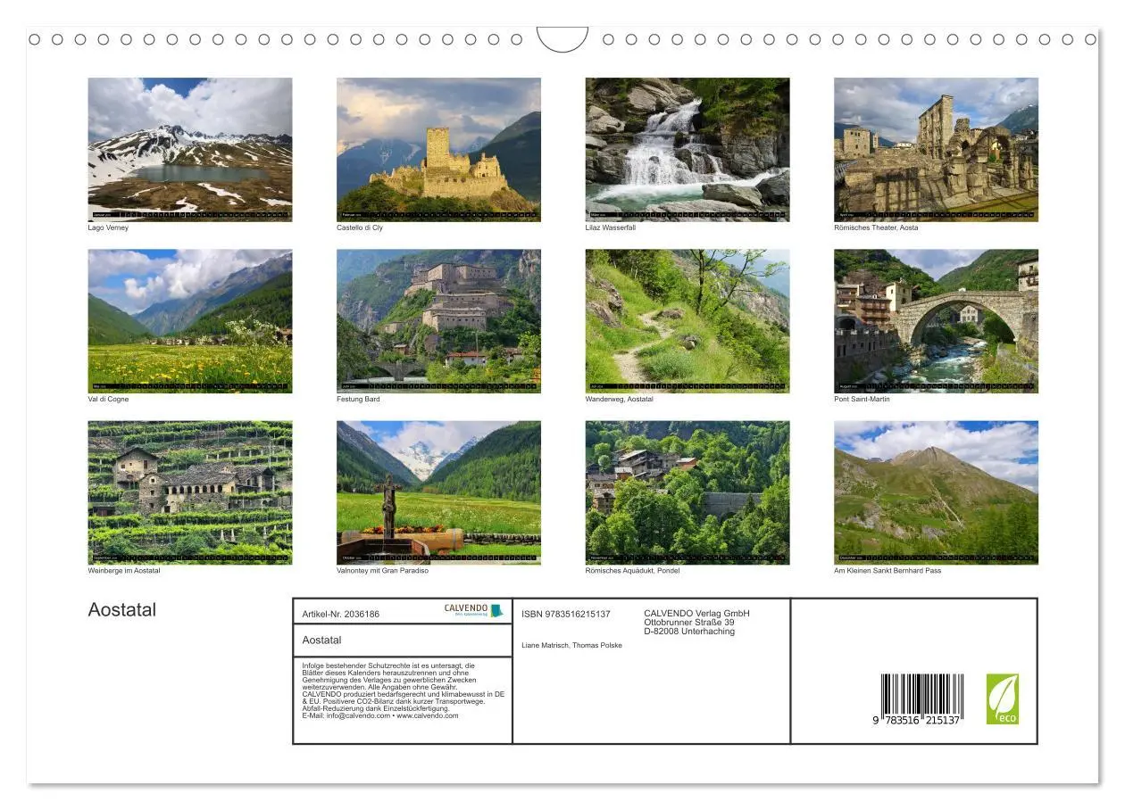 Bild: 9783516215137 | Aostatal (Wandkalender 2026 DIN A3 quer), CALVENDO Monatskalender