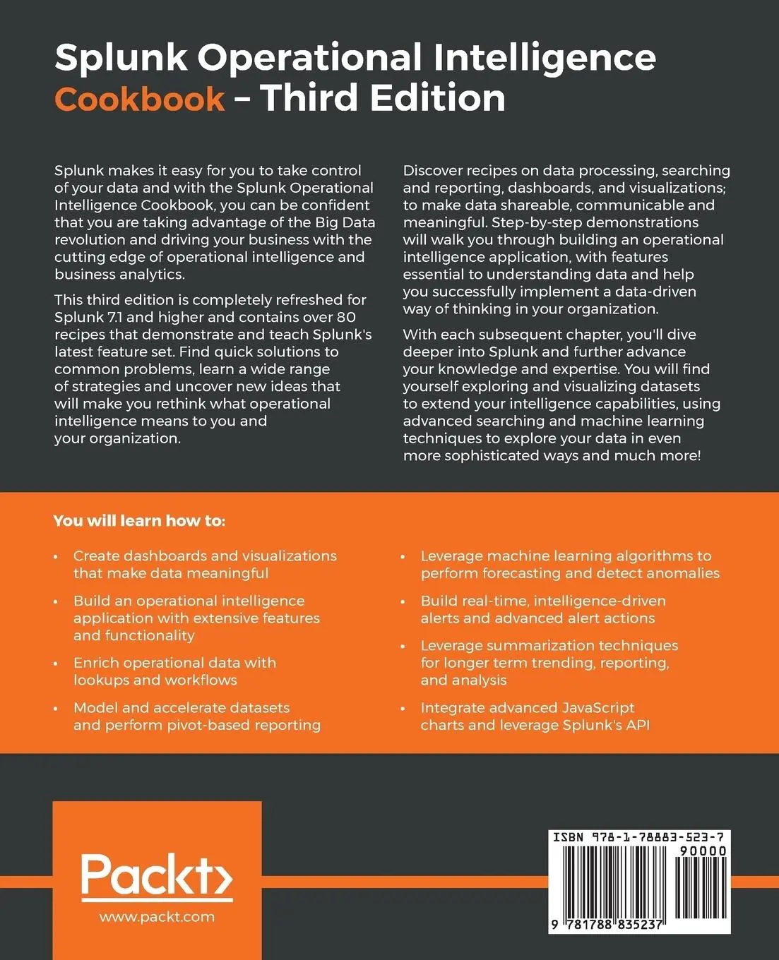 Rückseite: 9781788835237 | Splunk Operational Intelligence Cookbook - Third Edition | Taschenbuch