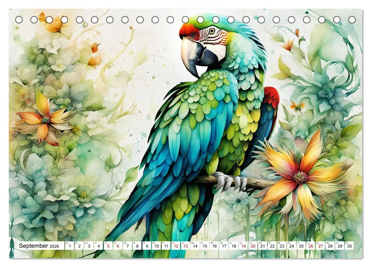 Bild: 9783457425237 | Papageien - Fliegende Edelsteine (Tischkalender 2026 DIN A5 quer),...