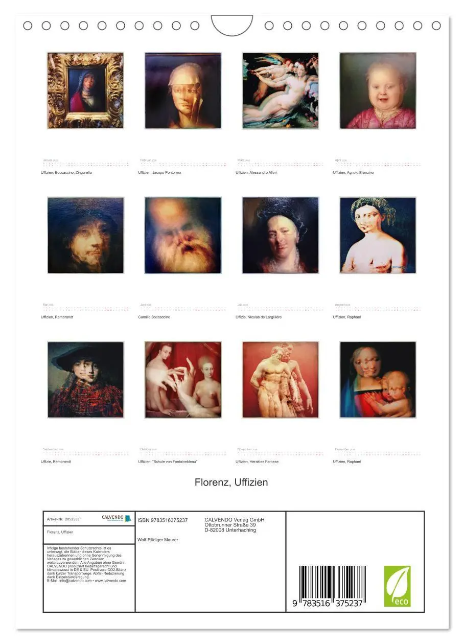Bild: 9783516375237 | Florenz, Uffizien (Wandkalender 2026 DIN A4 hoch), CALVENDO...