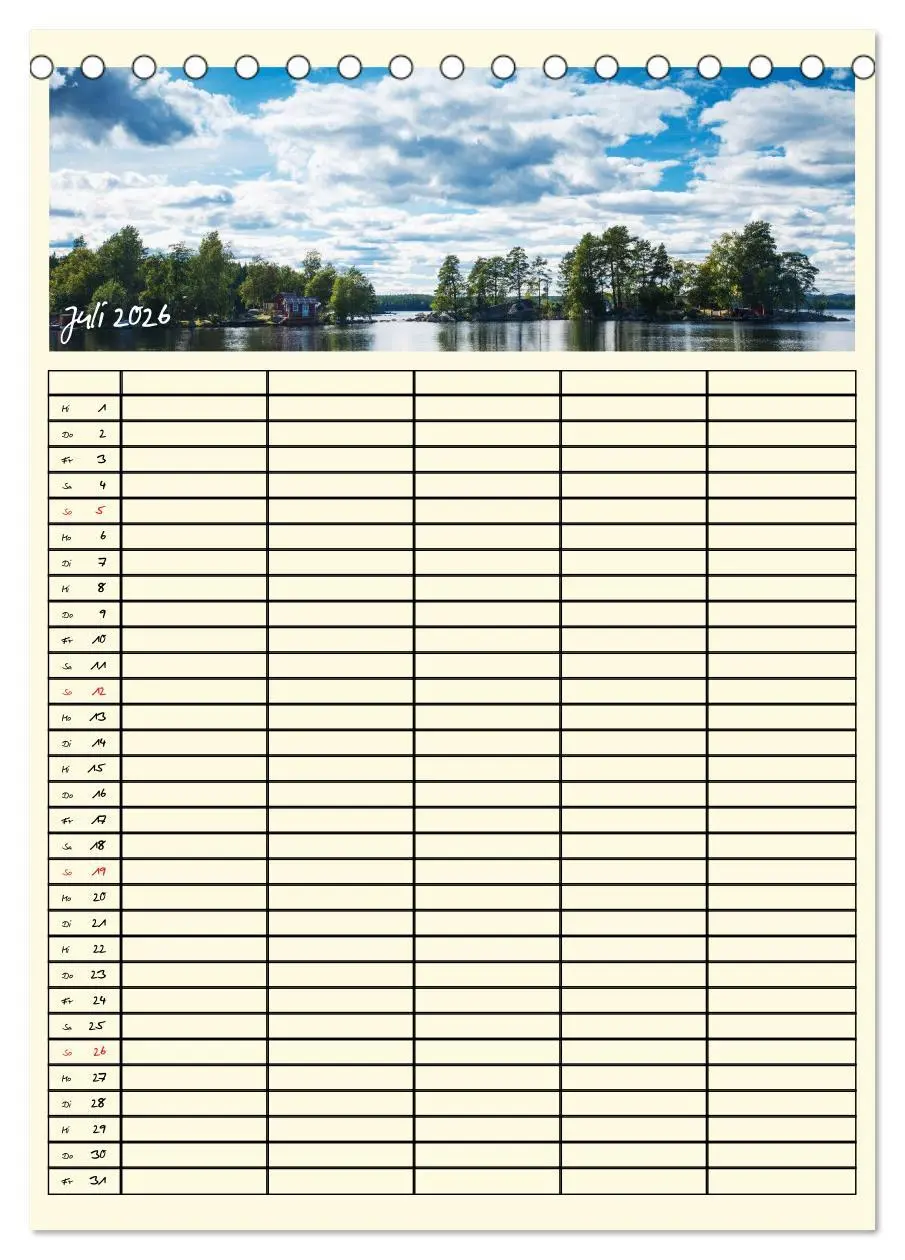 Bild: 9783516445237 | Urlaubsparadiese - Familienplaner (Tischkalender 2026 DIN A5 hoch),...