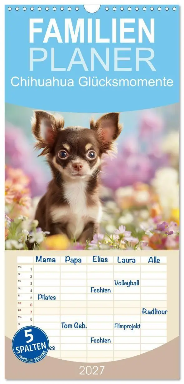 Cover: 9783569535237 | Familienplaner 2027 - Chihuahua Glücksmomente mit 5 Spalten...