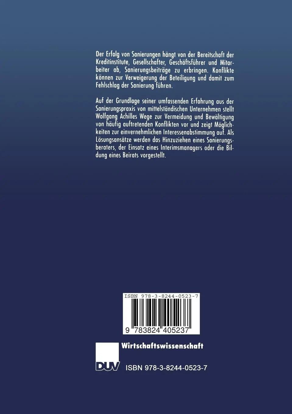 Rückseite: 9783824405237 | Erfolgreiche Unternehmenssanierung | Wolfgang Achilles | Taschenbuch