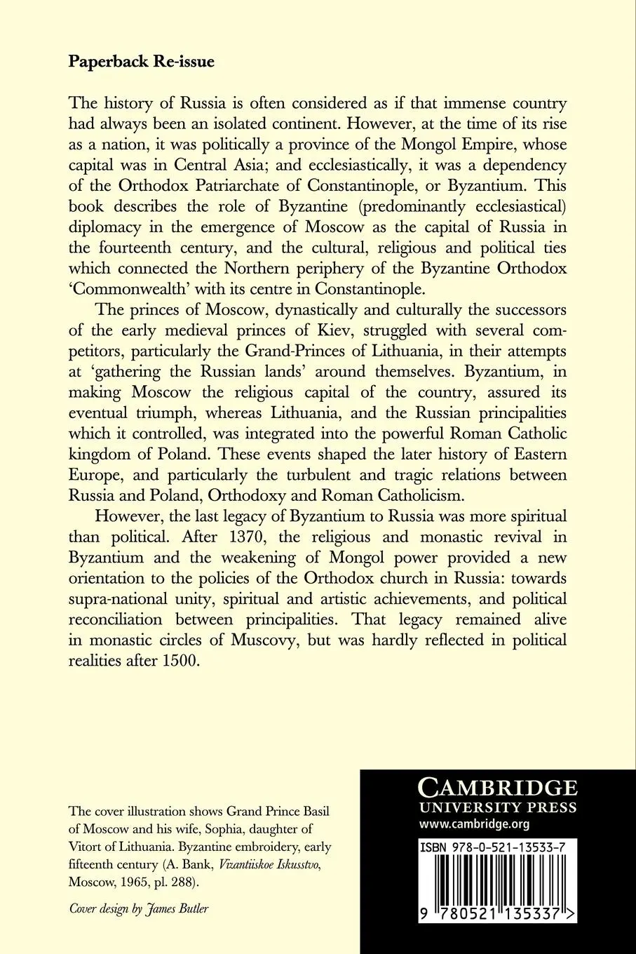 Rückseite: 9780521135337 | Byzantium and the Rise of Russia | John Meyendorff | Taschenbuch