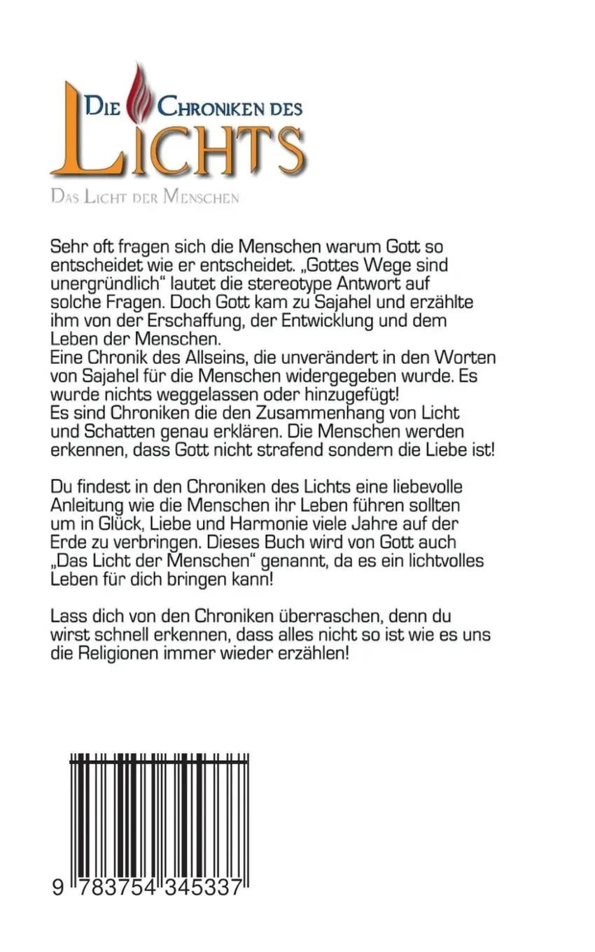 Rückseite: 9783754345337 | Die Chroniken des Lichts | Das Licht der Menschen | Sajahel Grandl