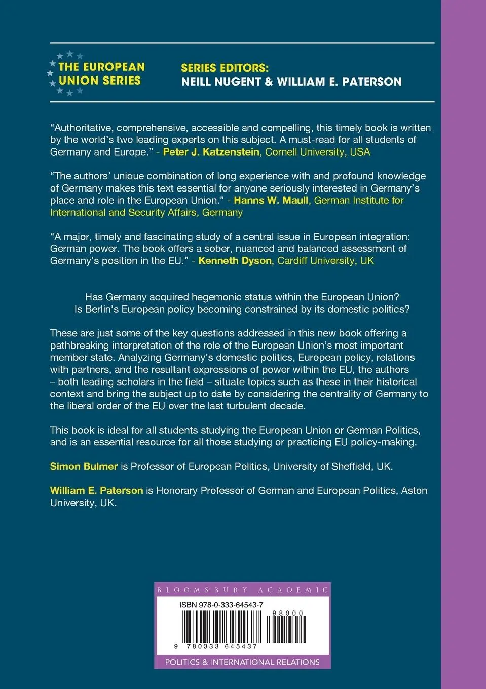 Rückseite: 9780333645437 | Germany and the European Union | Europe's Reluctant Hegemon? | Buch