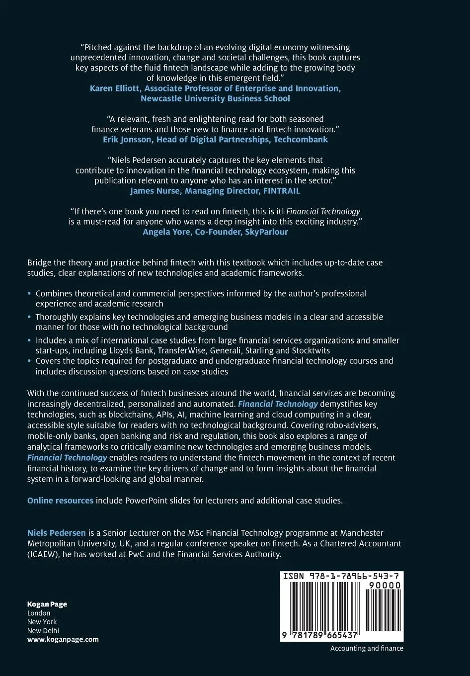 Rückseite: 9781789665437 | Financial Technology | Case Studies in Fintech Innovation | Pedersen