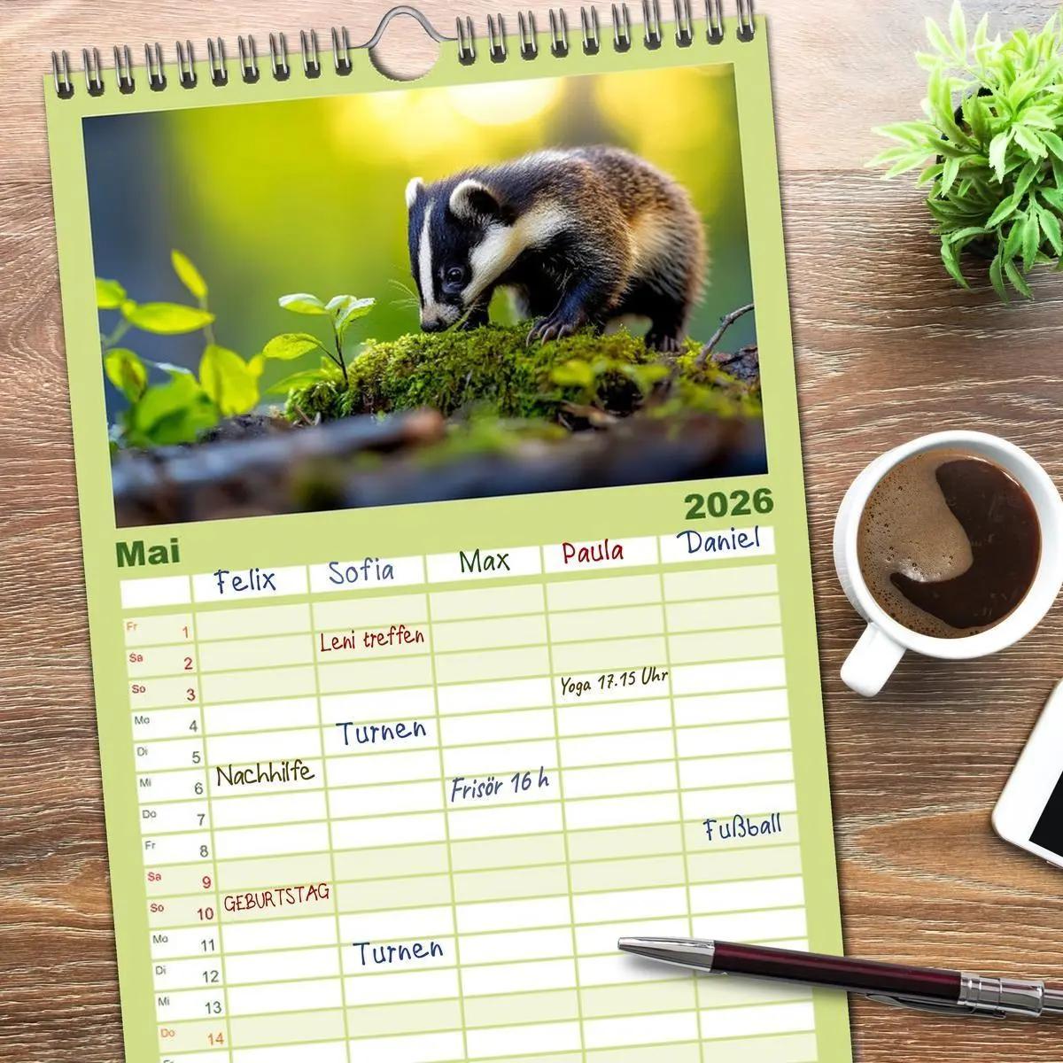 Bild: 9783457955437 | Familienplaner 2026 - Wilde Tierwelt im Wald mit 5 Spalten...