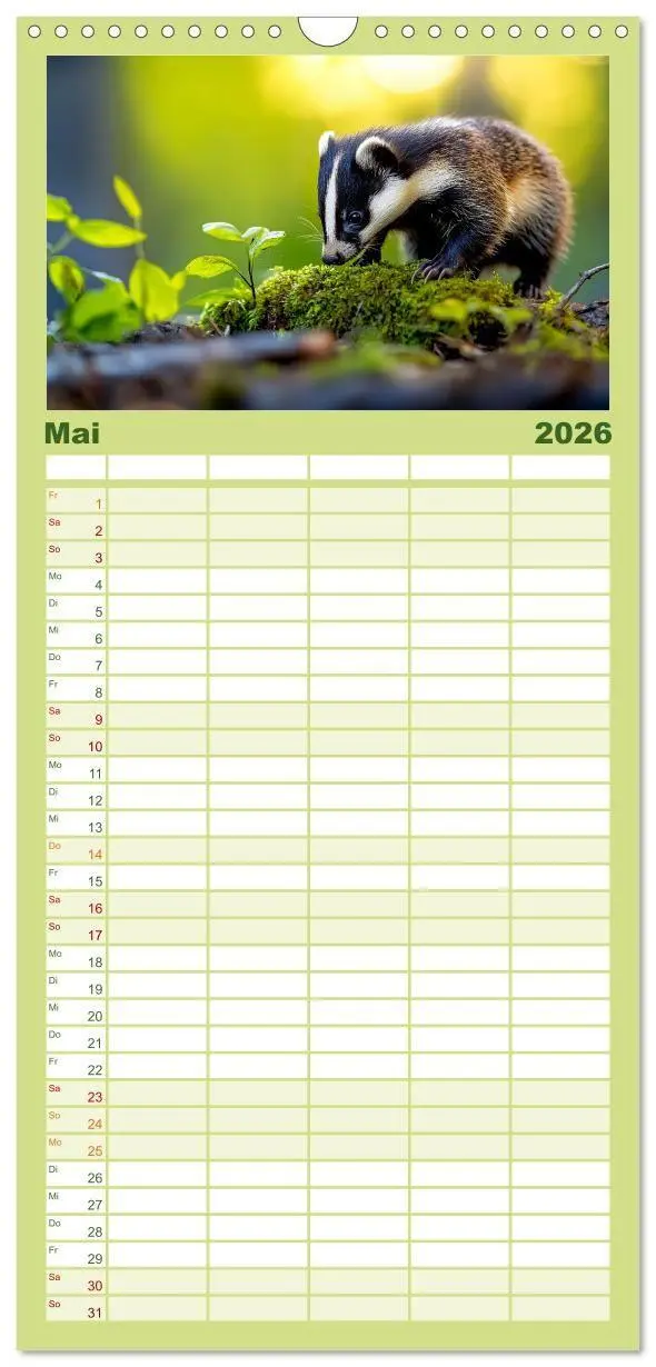 Bild: 9783457955437 | Familienplaner 2026 - Wilde Tierwelt im Wald mit 5 Spalten...