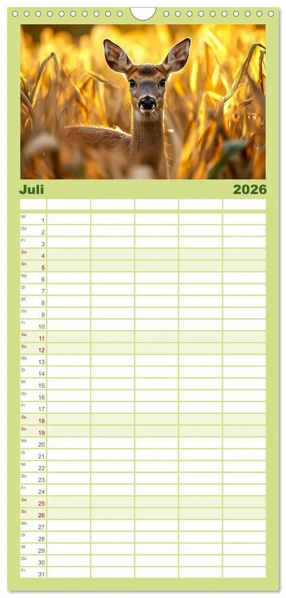 Bild: 9783457955437 | Familienplaner 2026 - Wilde Tierwelt im Wald mit 5 Spalten...