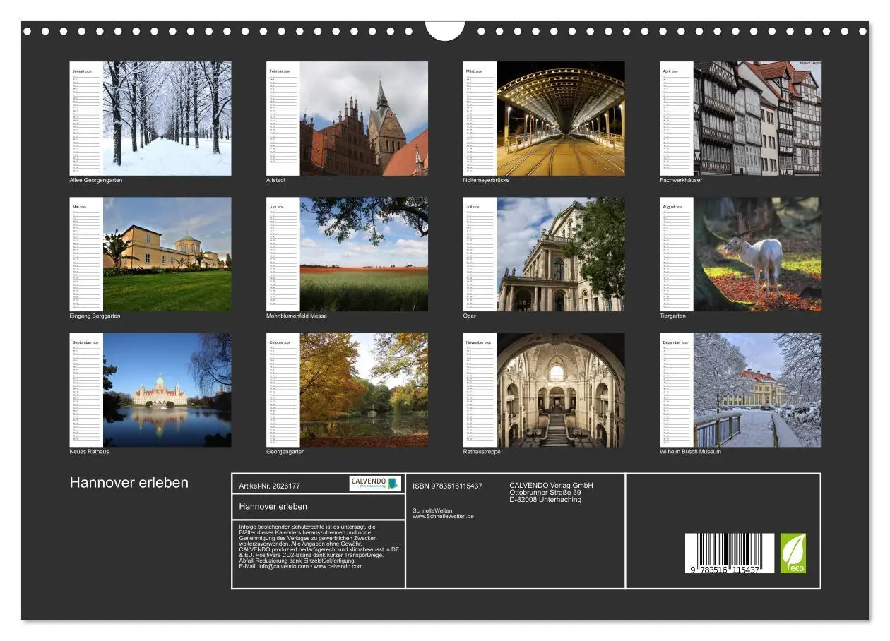 Bild: 9783516115437 | Hannover erleben (Wandkalender 2026 DIN A3 quer), CALVENDO...