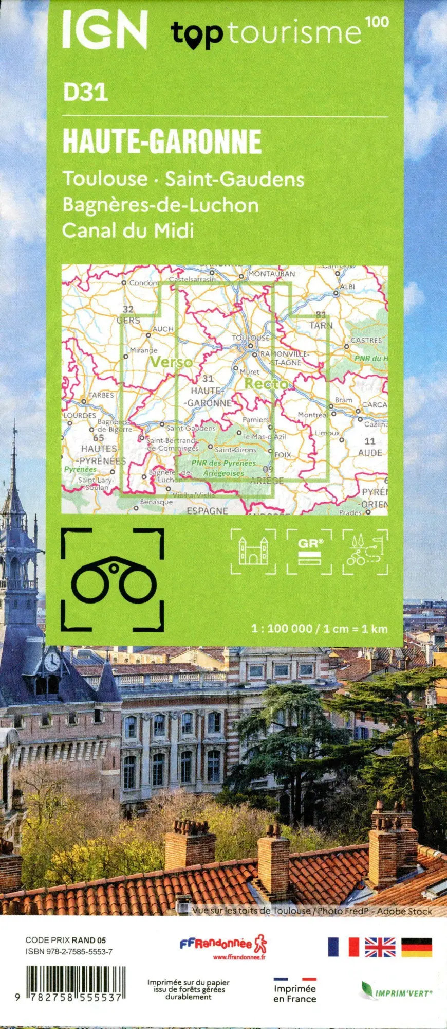 Bild: 9782758555537 | 31 Haute Garonne | 1:100000 | (Land-)Karte | IGN Top 100 départemental