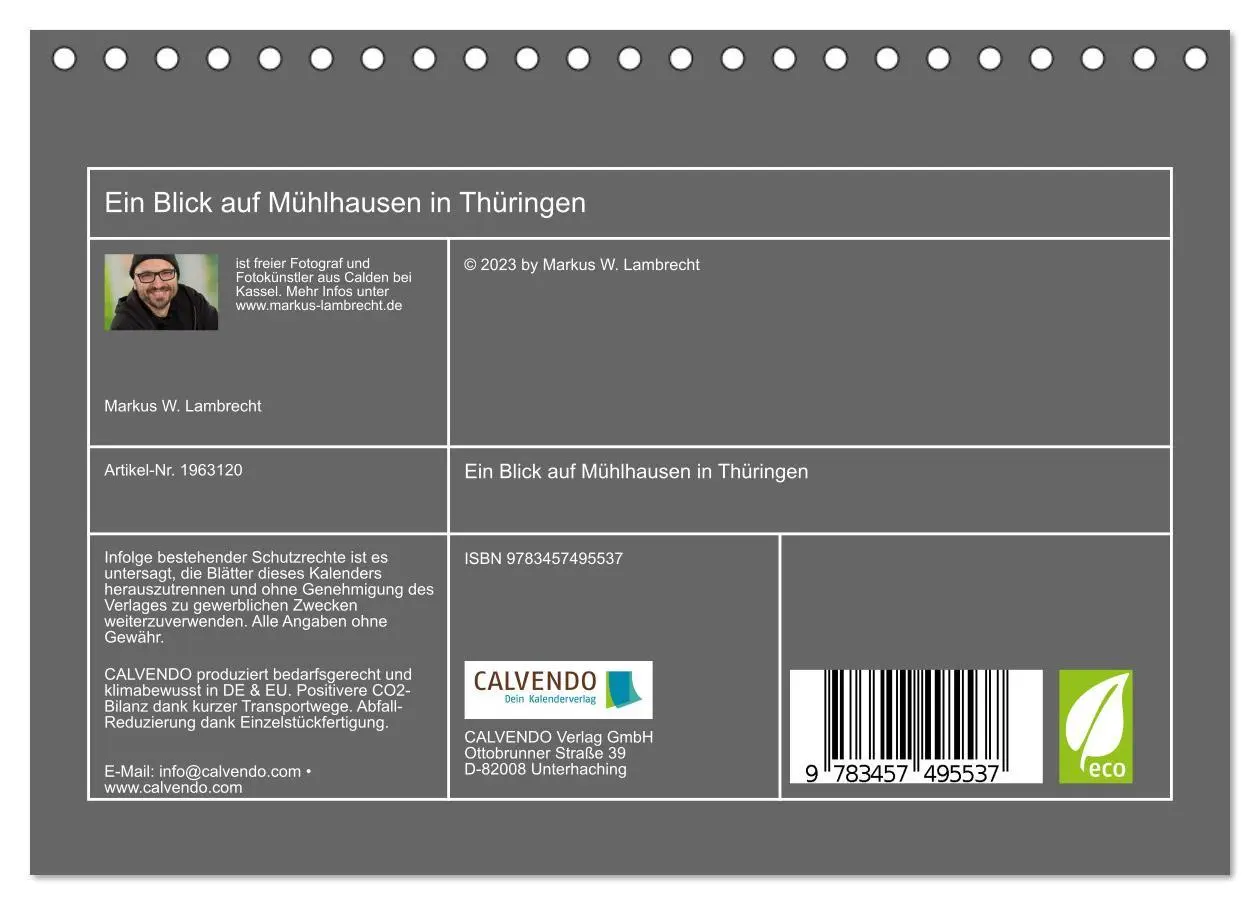 Bild: 9783457495537 | Ein Blick auf Mühlhausen in Thüringen (Tischkalender 2026 DIN A5...