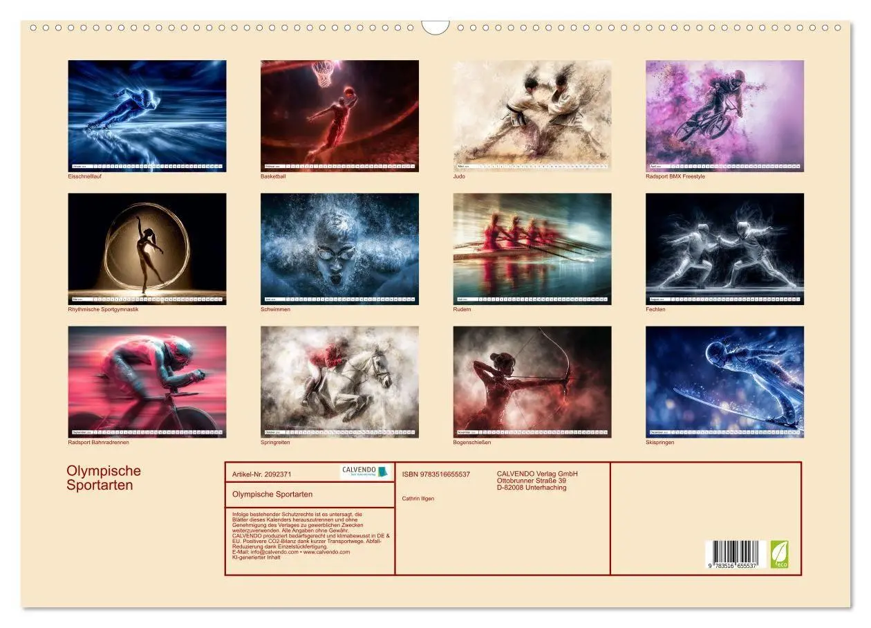 Bild: 9783516655537 | Olympische Sportarten (Wandkalender 2026 DIN A2 quer), CALVENDO...