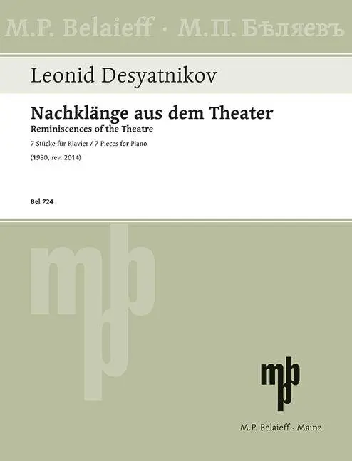 Cover: 9790203005537 | Reminiscences of the Theatre | 7 Pieces for piano | Leonid Desyatnikov