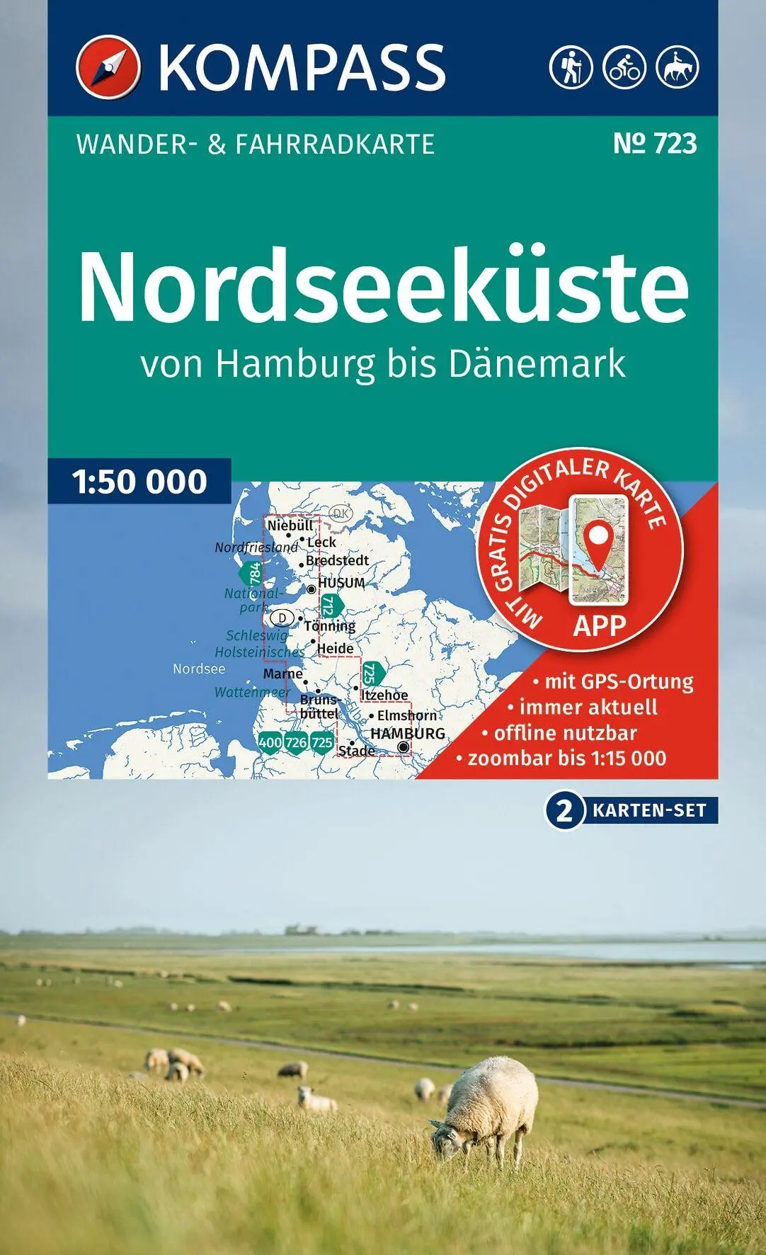 Cover: 9783991545637 | KOMPASS Wanderkarten-Set 723 Nordseeküste von Hamburg bis Dänemark...
