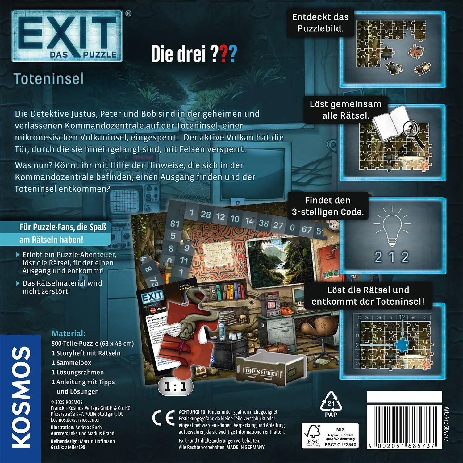 Bild: 4002051685737 | EXIT® Puzzle Die drei ??? Toteninsel | Spiel | Brand Brand | Spiel