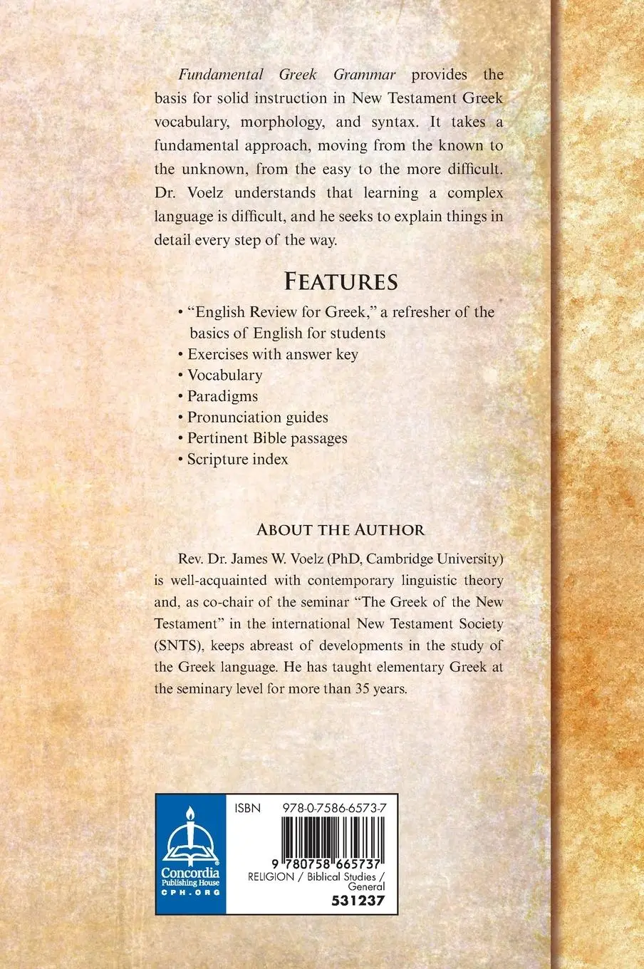 Rückseite: 9780758665737 | Fundamental Greek Grammar - 4th Revised Edition | James Voelz | Buch
