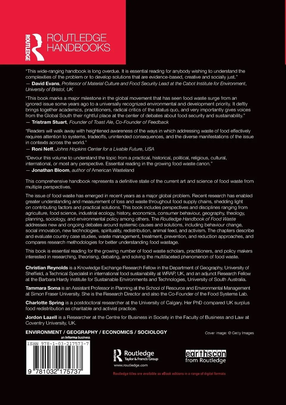 Rückseite: 9781032175737 | Routledge Handbook of Food Waste | Christian Reynolds (u. a.) | Buch