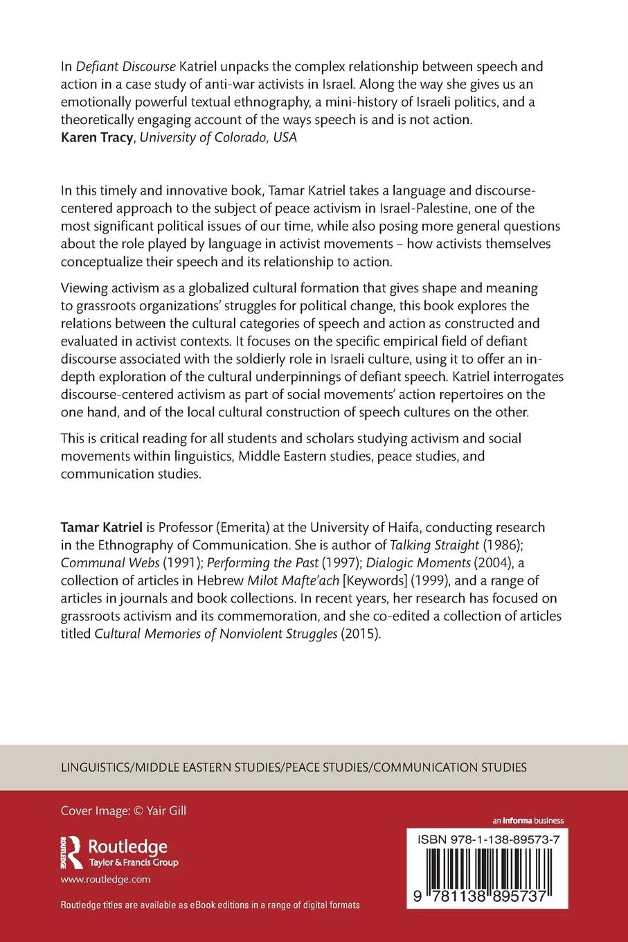 Rückseite: 9781138895737 | Defiant Discourse | Speech and Action in Grassroots Activism | Katriel