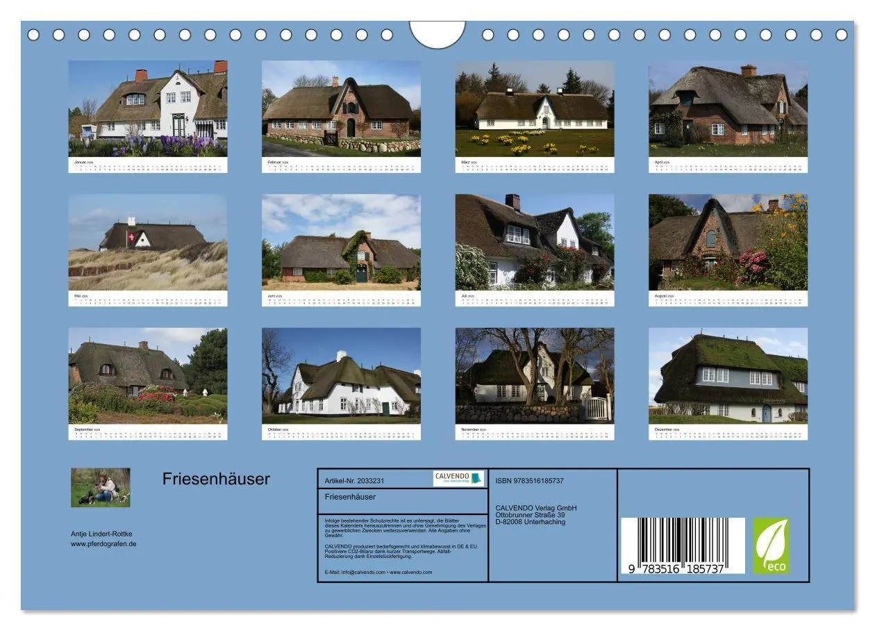 Bild: 9783516185737 | Friesenhäuser (Wandkalender 2026 DIN A4 quer), CALVENDO Monatskalender