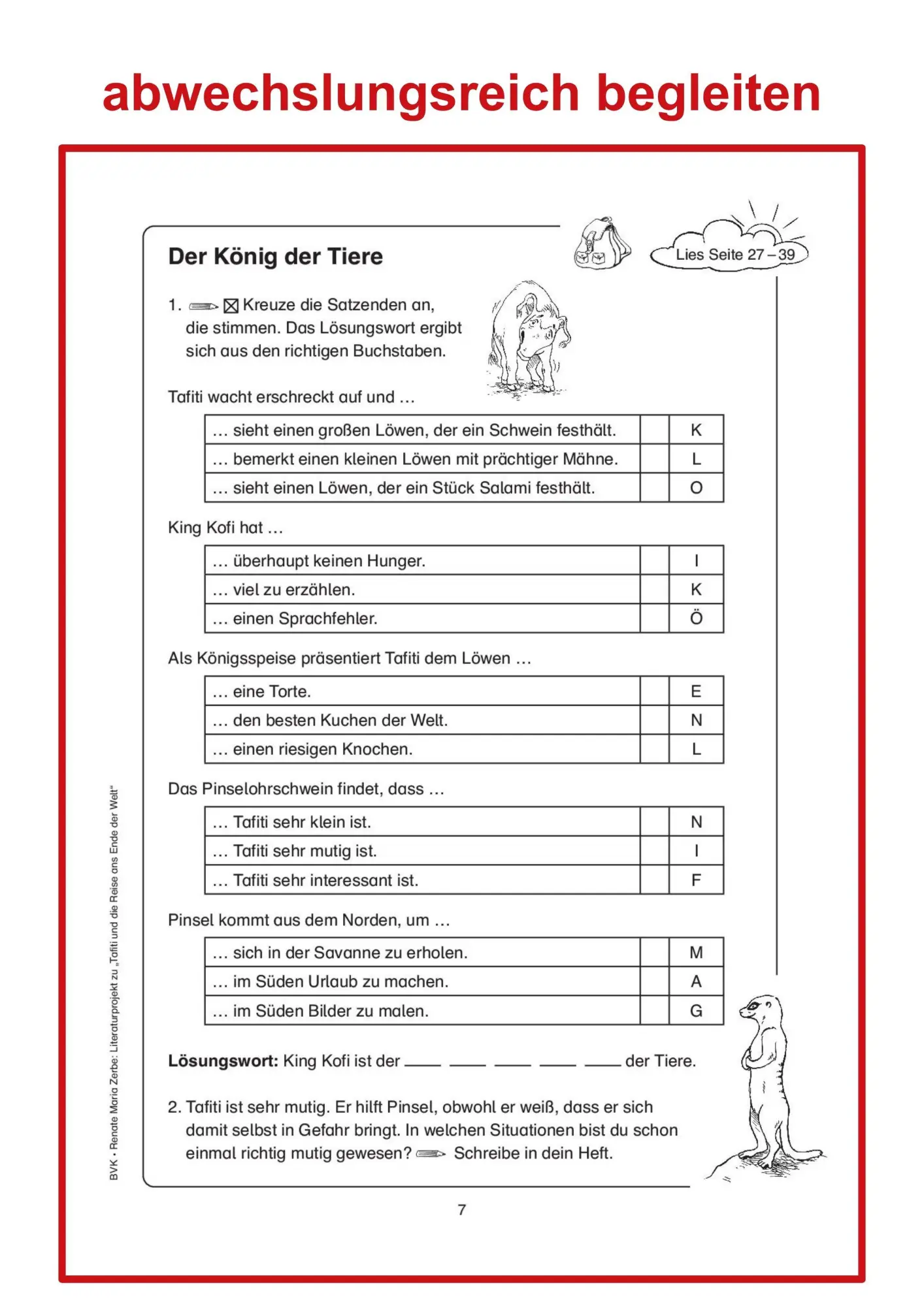 Bild: 9783867405737 | Literaturprojekt zu "Tafiti und die Reise ans Ende der Welt" | Zerbe