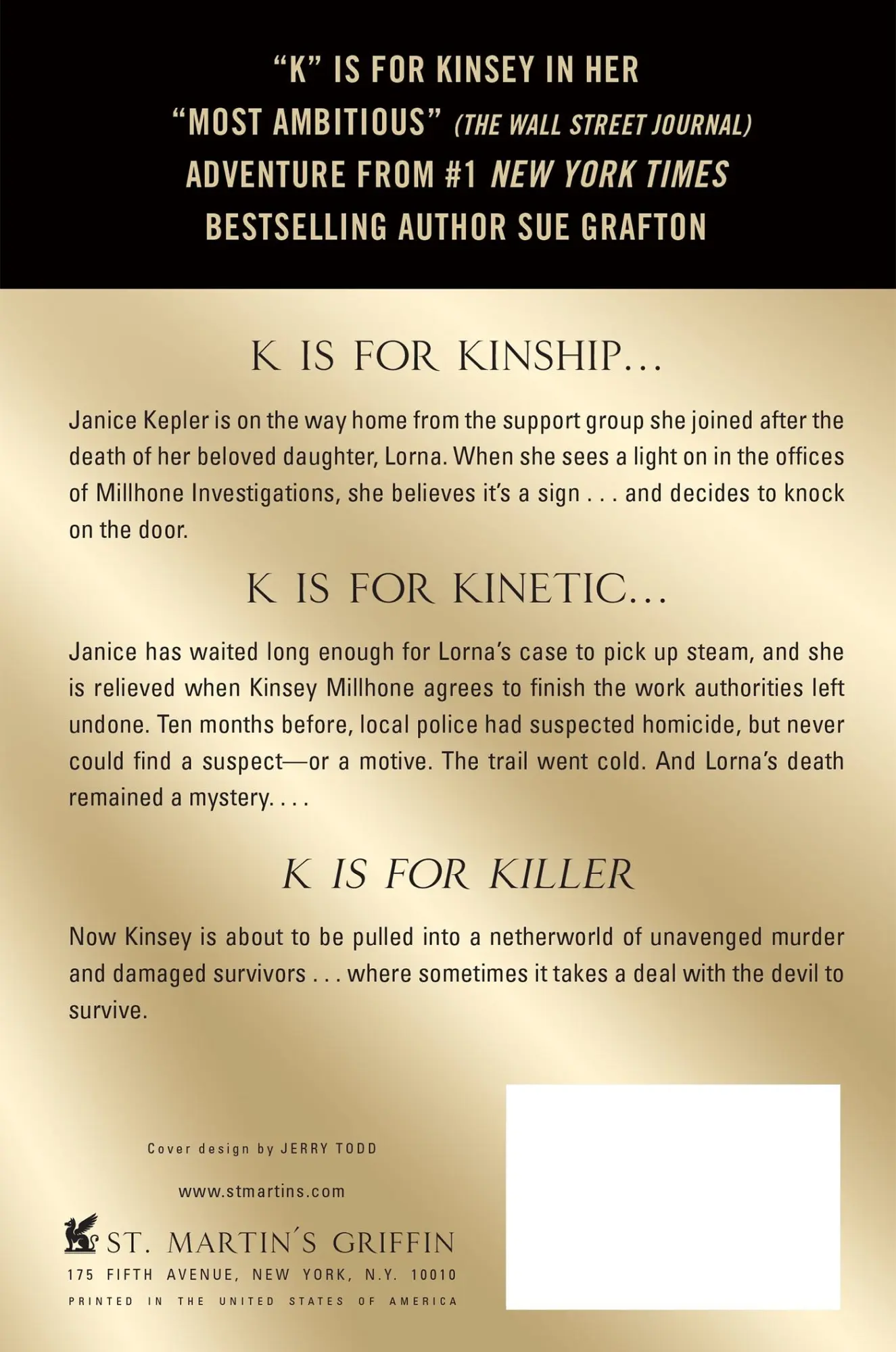Rückseite: 9781250035837 | 'K' IS FOR KILLER | Sue Grafton | Taschenbuch | Englisch | 2013