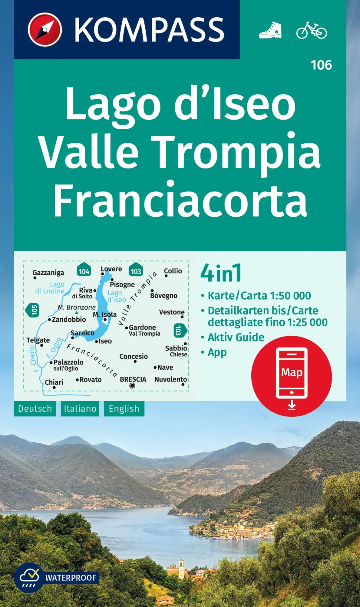 Cover: 9783991215837 | KOMPASS Wanderkarte 106 Lago d'Iseo, Valle Trompia, Franciacorta...