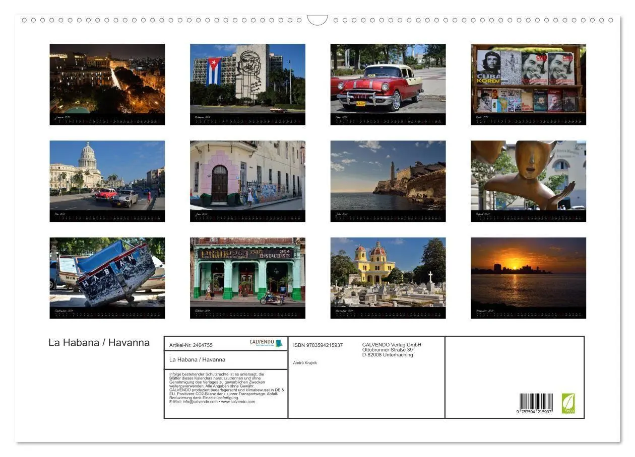 Bild: 9783594215937 | La Habana / Havanna (Wandkalender 2027 DIN A2 quer), CALVENDO...