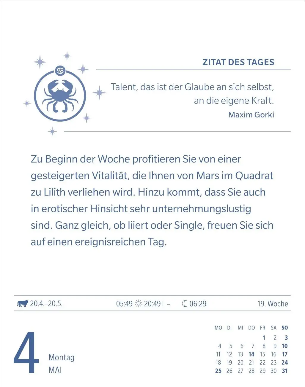 Bild: 9783840035937 | Krebs Sternzeichenkalender 2026 - Tagesabreißkalender - Ihr...