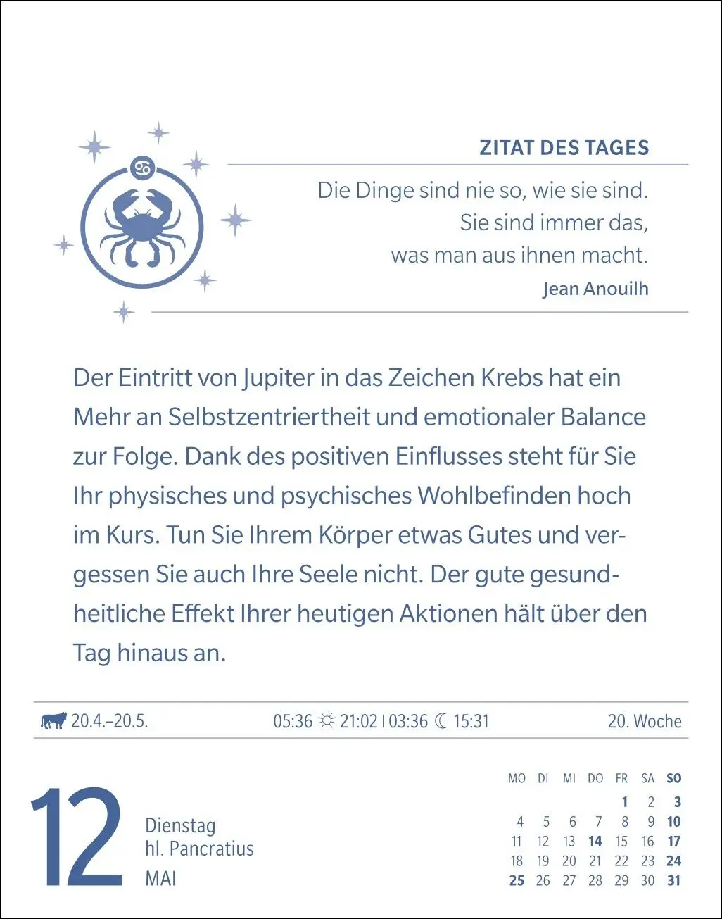 Bild: 9783840035937 | Krebs Sternzeichenkalender 2026 - Tagesabreißkalender - Ihr...