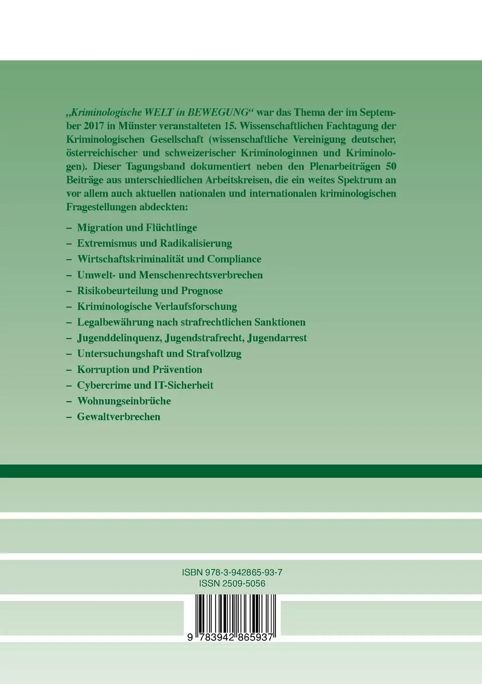 Rückseite: 9783942865937 | Kriminologische Welt in Bewegung | Klaus Boers (u. a.) | Taschenbuch
